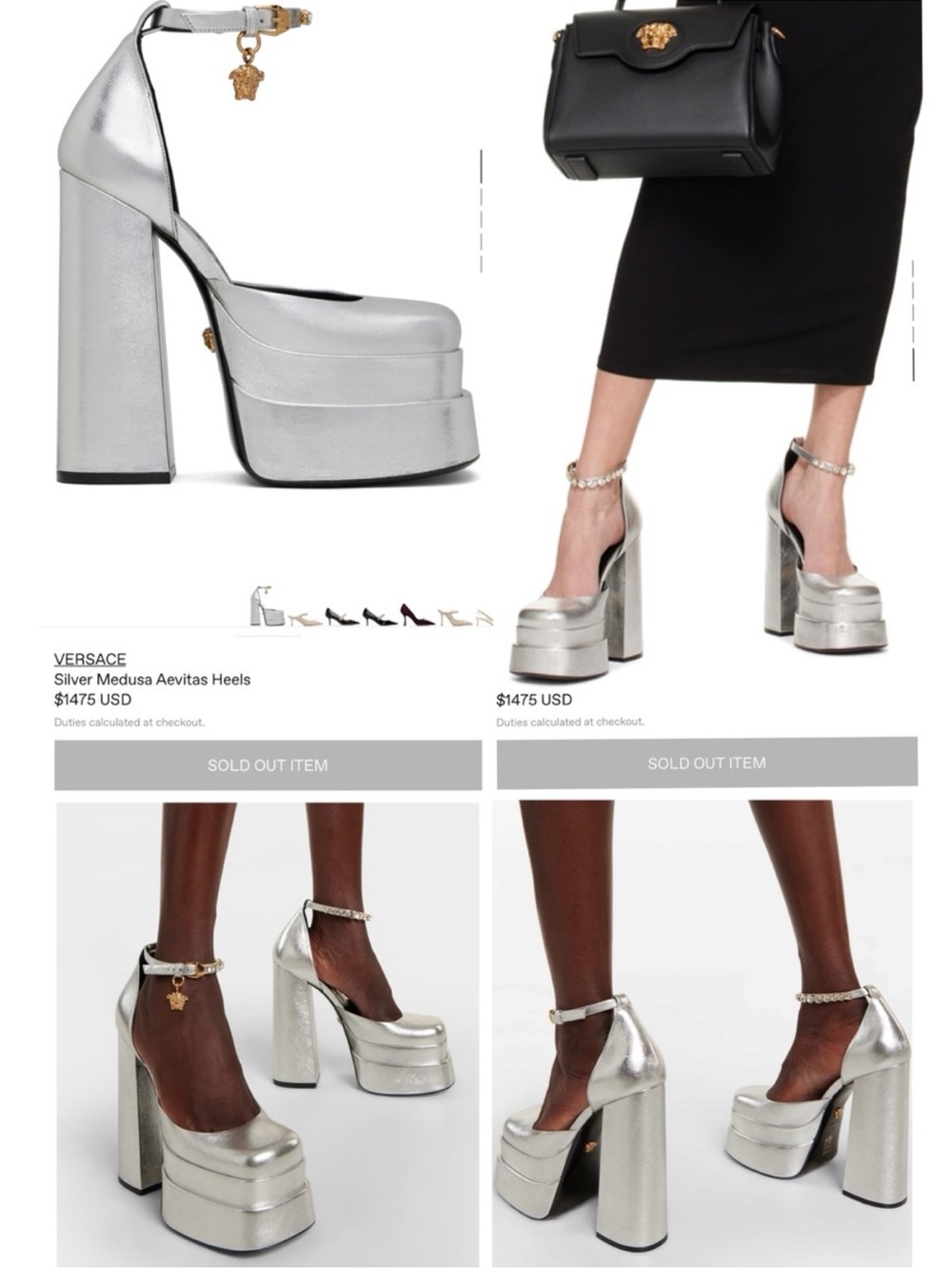 VERSACE Authentic Aevitas Medusa Silver Leather Chunky Platforms Runway NWB - Picture 17 of 17